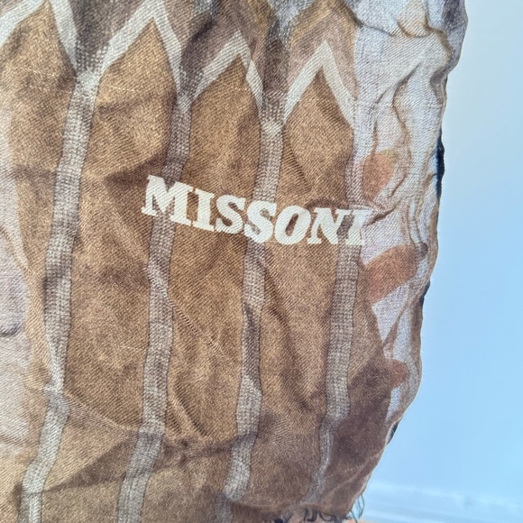 Missoni Cashmere Boho Earth Tone Chevron Striped Scarf - Picture 6 of 10